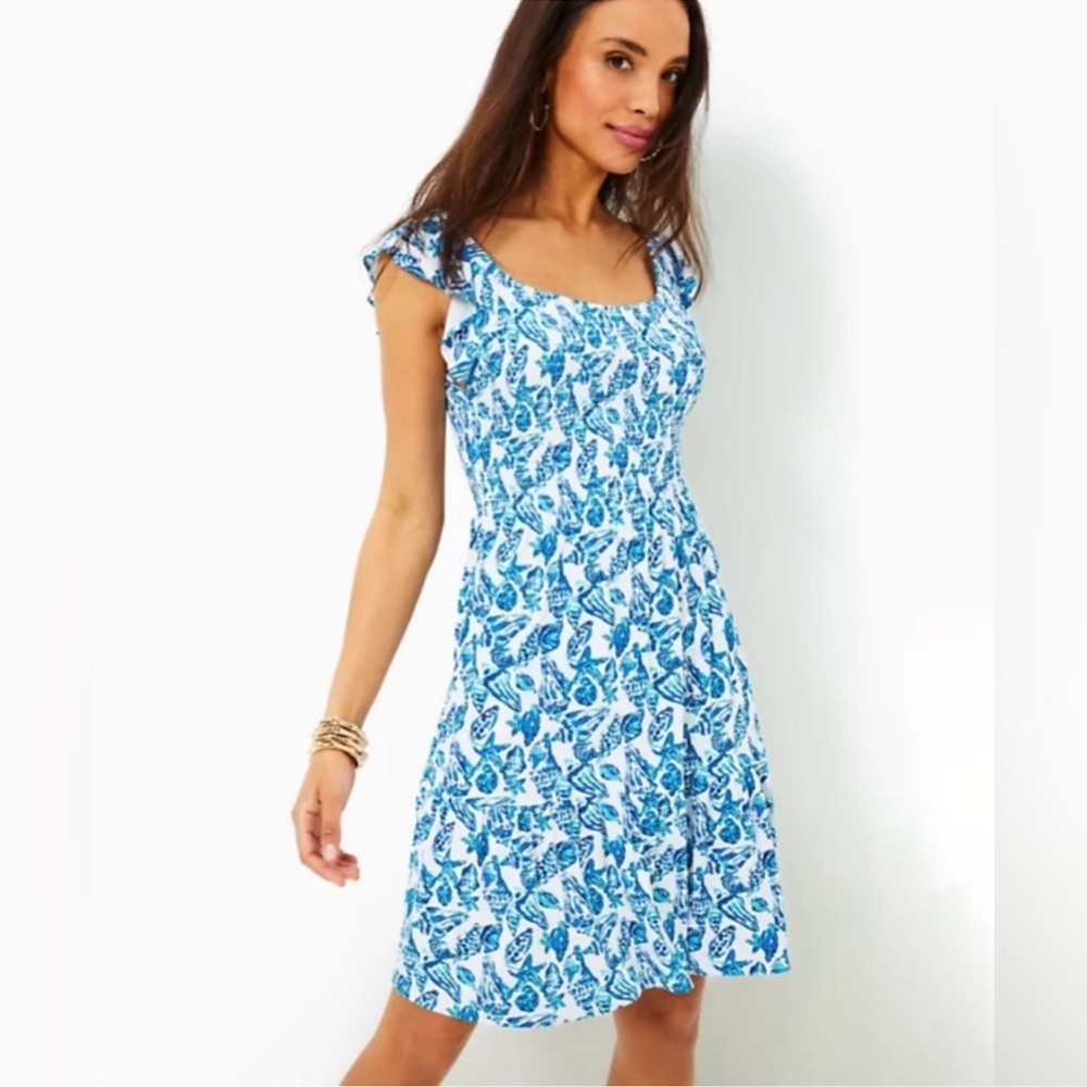 Lilly Pulitzer Jilly Seashell Smocked Minidress size medium NWT